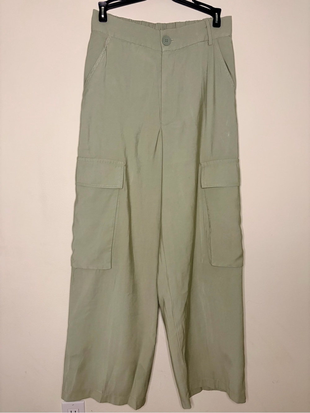 Wide Leg Cargo Pants in Sage Green